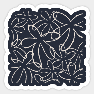 FLOWER DOODLE SOFT PINK WITH DARK BLUE/NAVY BACKGROUND Sticker